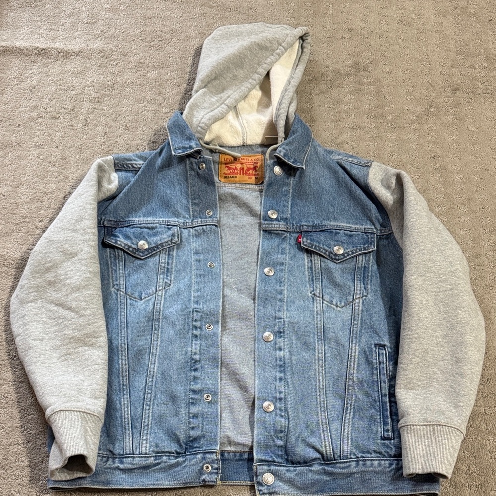 Levi's Blue Denim Jacket with Gray Sleeves  Medium relaxed.  Gently used